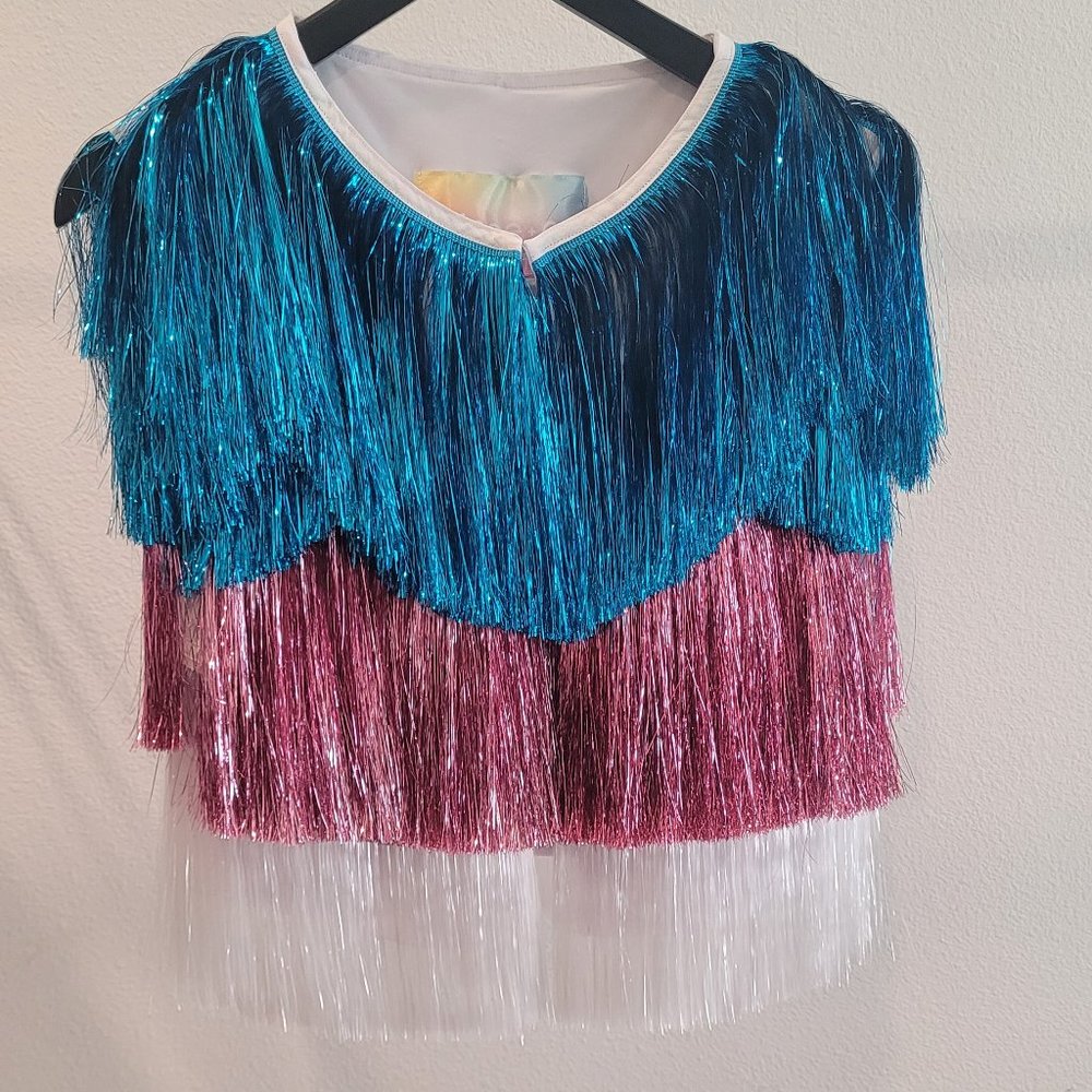 Trans Flag Tinsel Vest by Fringe + Co.